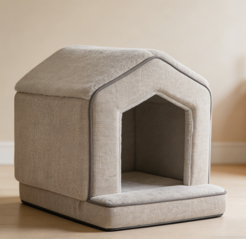 Beige Super Soft Cat Hideaway Bed - Image 2