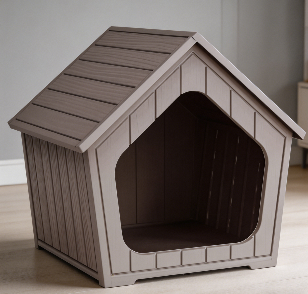 Grey Weatherproof Resin Dog House with Air Vents - Image 2