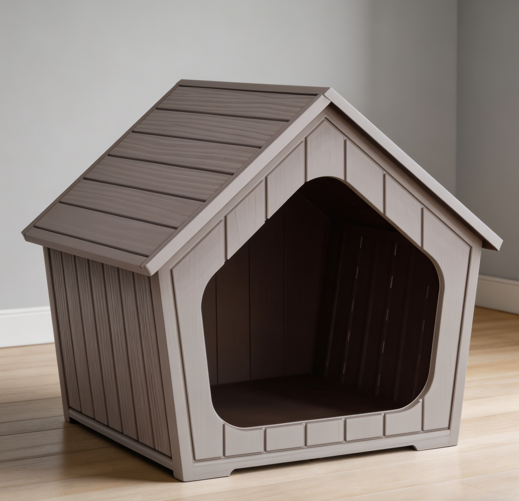 Grey Weatherproof Resin Dog House with Air Vents