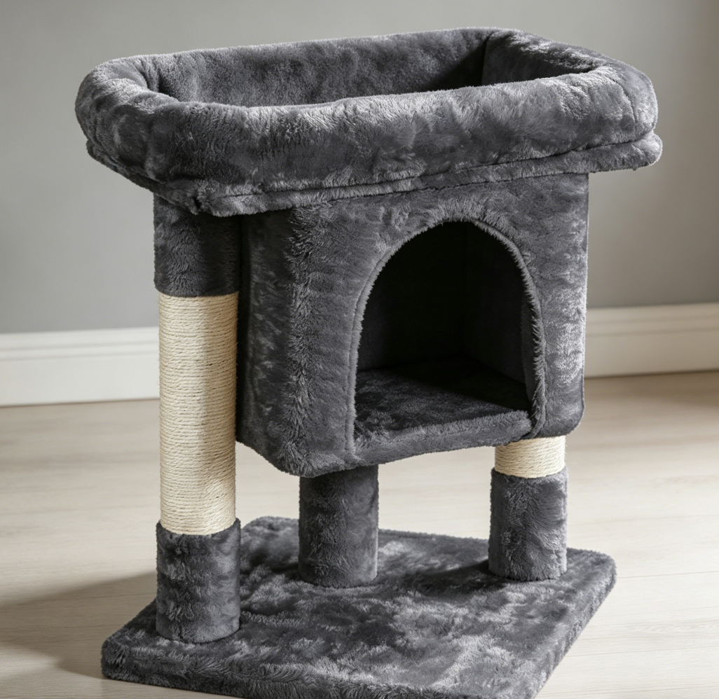 Dark Gray 3-Level Cat Tree with Condo & Perch - Image 2