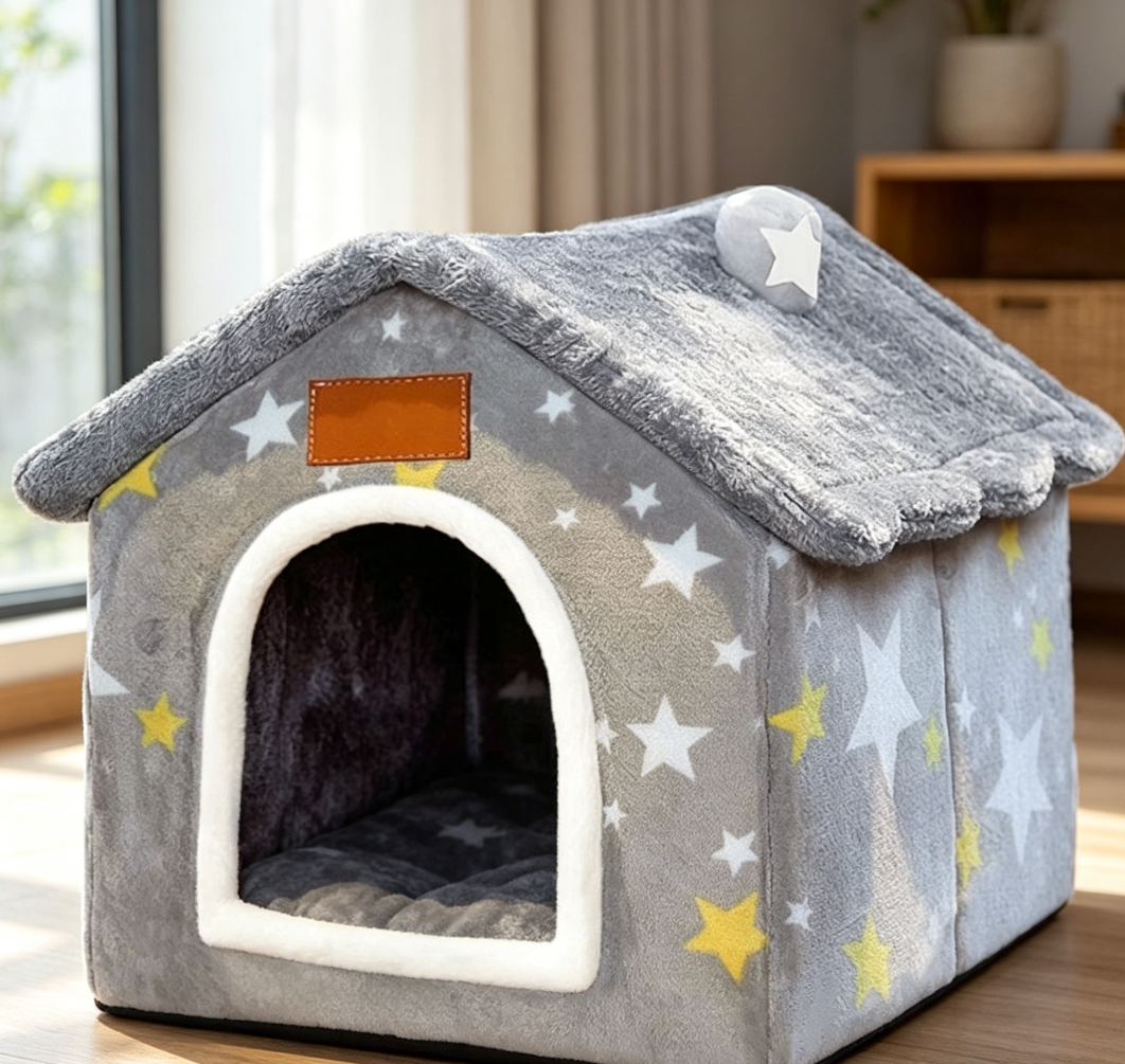Foldable Memory Foam Dog House with Cushion