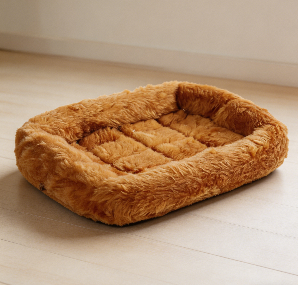 Cinnamon Faux Fur Bolster Dog Bed