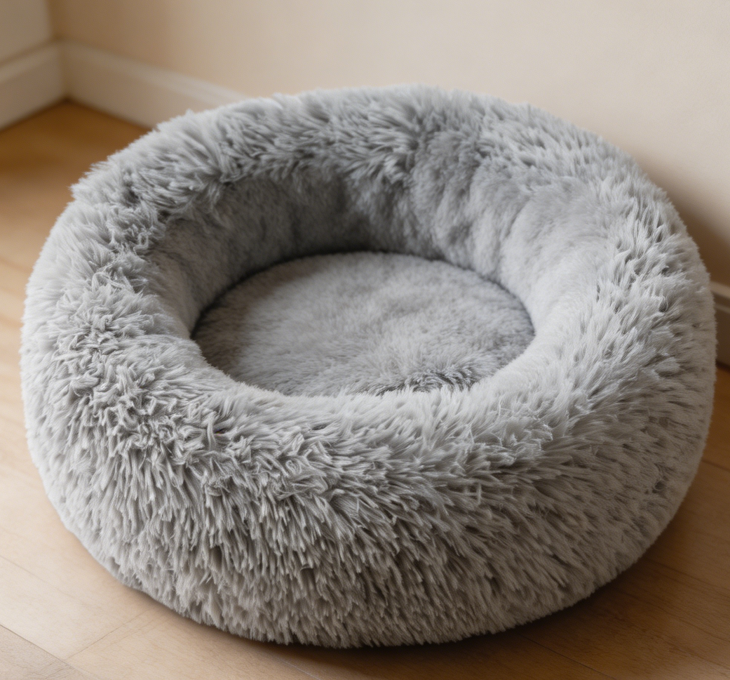 Grey Waterproof Anti-Slip Calming Donut Pet Bed - Image 2