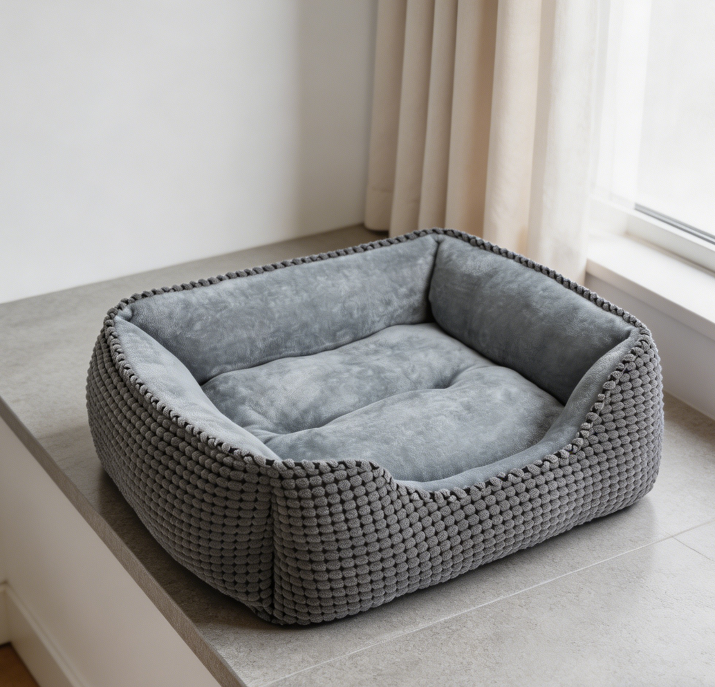 Grey Anti-Slip Rectangle Supportive Pet Bed - Image 2
