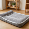 Grey Dog Crate Mattress with Pillow