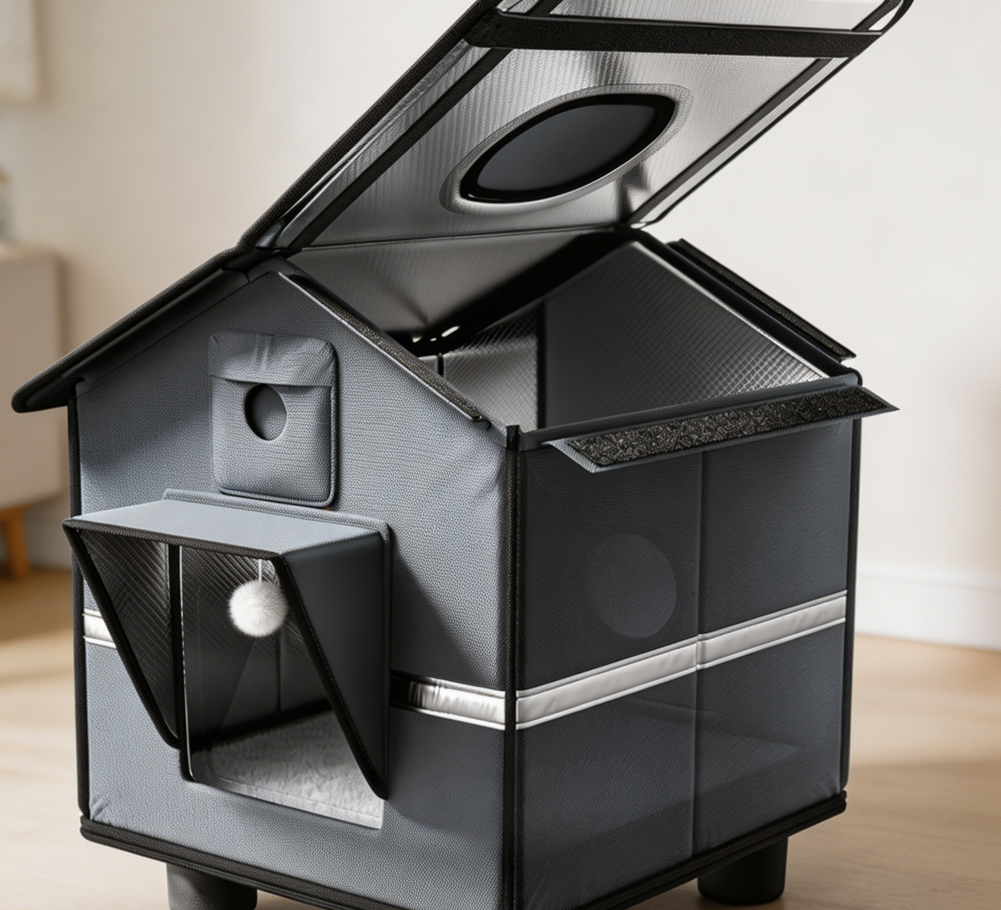 Weatherproof Feral Cat Shelter with Raised Base & Toy 12 lbs - Image 2
