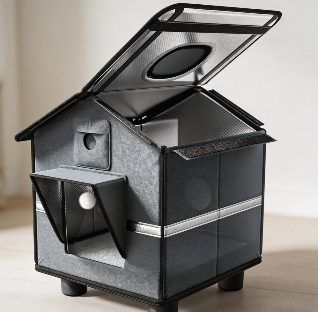 Weatherproof Feral Cat Shelter with Raised Base & Toy 12 lbs