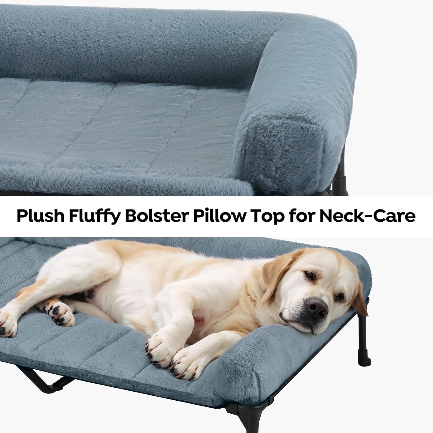 Haze Blue Orthopedic Elevated Bed with Plush Bolster - Image 2